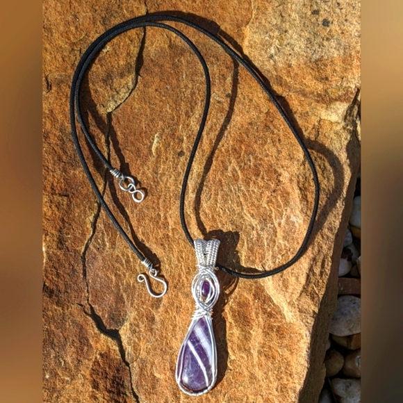 Artisan Sterling Silver Amethyst Gemstone Pendant Necklace - Picture 3 of 16
